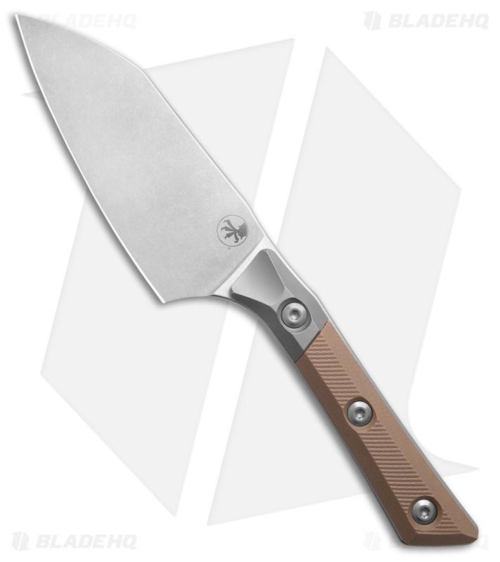 Microtech Santoku Fixed Blade Knife Coyote Tan G-10/Ti Bolster (4.2" Stonewash)
