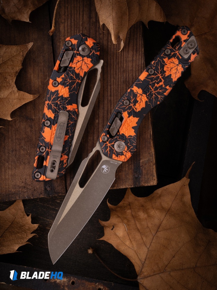 Microtech MSI Ram-Lok Knife Orange Leaves Tri-Grip Polymer (3.9" Bonze Apoc)