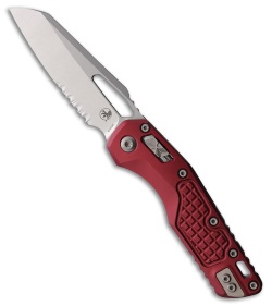 Microtech MSI Ram-Lok Knife Merlot Red Frag Aluminum (3.9" Stonewash Serr)