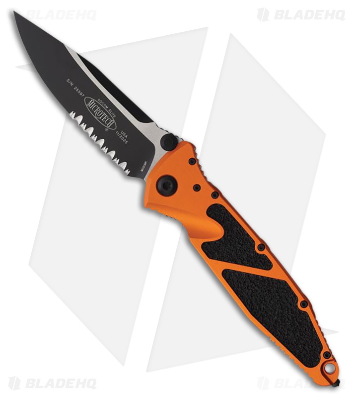 Microtech Socom Elite S/E Liner Lock Knife Orange Aluminum (4" Two-Tone Serr)
