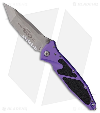 Microtech Socom Elite T/E Liner Lock Knife Purple Aluminum (4" Apocalyptic Serr)