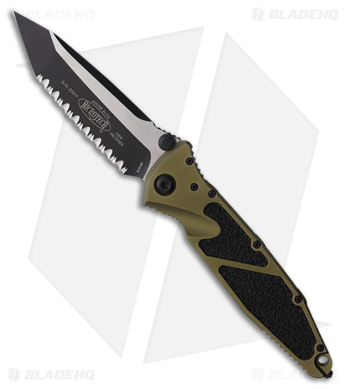 Microtech Socom Elite T/E Liner Lock Knife OD Green Aluminum (4" Two-Tone FS)