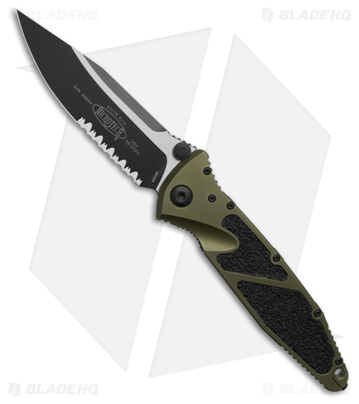 Microtech Socom Elite Manual Knife OD Green (4" Black Serr) 160-2OD