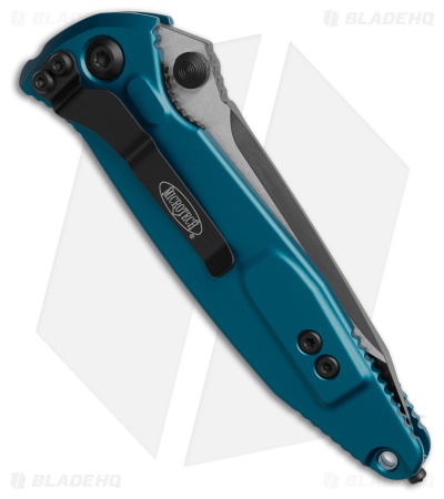Microtech Socom Elite T/E Manual Knife Blue Aluminum (4" Black Serr) 161-2BL