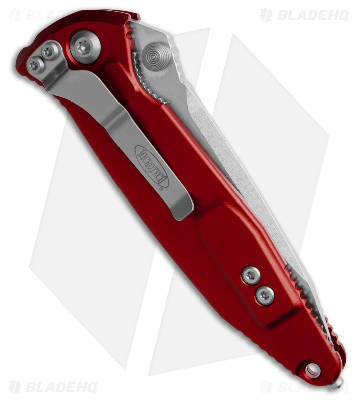 Microtech Socom Elite T/E Manual Knife Red Aluminum (4" Stonewash) 161-10RD