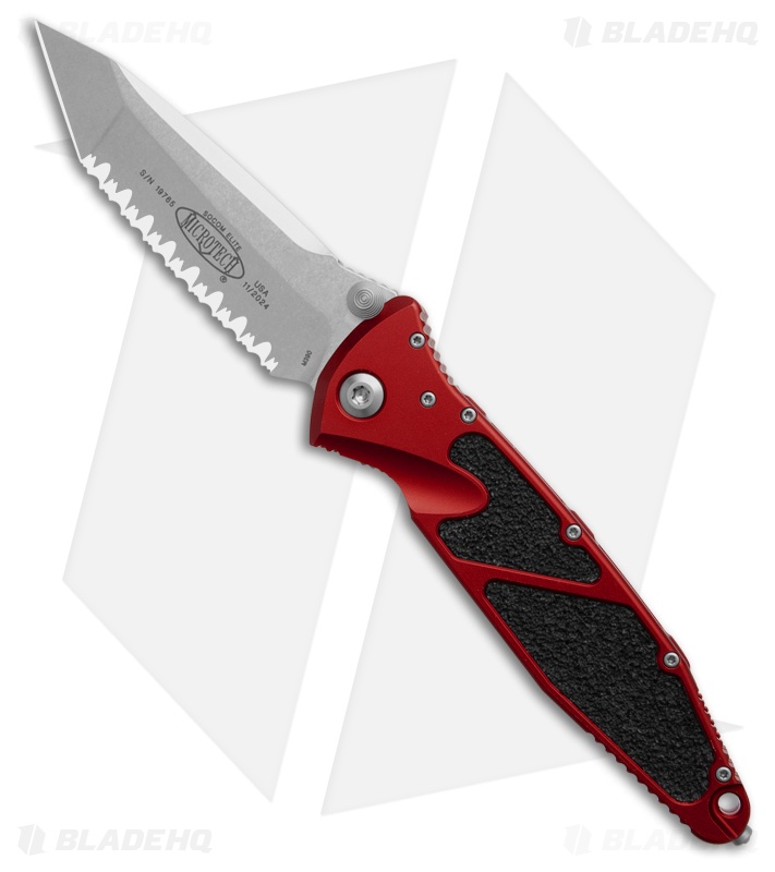 Microtech Socom Elite Black/Red Aluminum T/E SW Full Serr