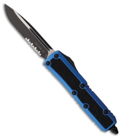 Microtech Daytona S/E OTF Automatic Knife Blue Aluminum (3" Two-Tone Serr)