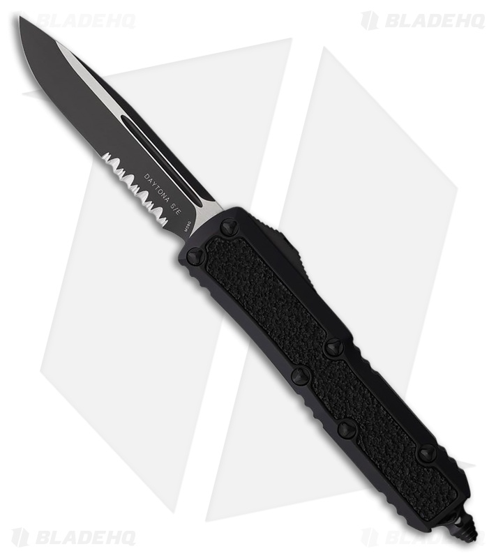 Microtech Daytona S/E OTF Automatic Knife Black Aluminum (3" Two-Tone Serr)
