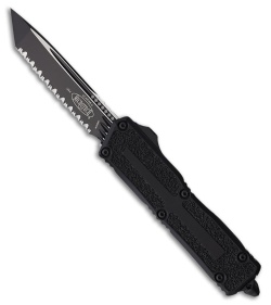 Microtech Scarab II T/E OTF Knife Black Al (3.9" Two-Tone Full Serr)
