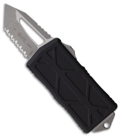 Microtech Exocet T/E Automatic Knife Black Aluminum (2" Stonewash Serr)