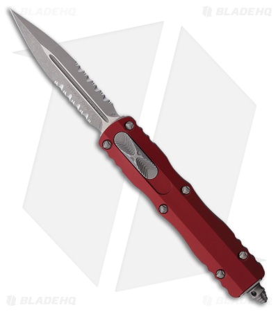 Microtech Dirac D/E OTF Automatic Knife Merlot Aluminum (2.9" Apocalptic Serr)