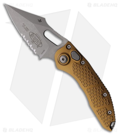 Microtech Stitch Automatic Knife Textured Tan Aluminum (3.75" Apocalyptic Serr)
