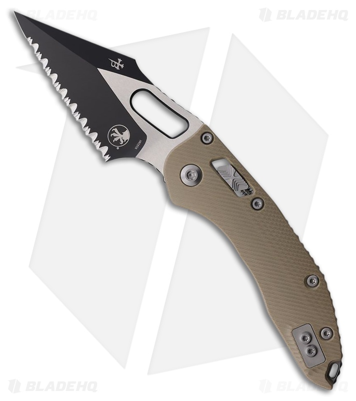 Microtech Stitch Ram-Lok Knife Tan Fluted G-10 (3.75" Two-Tone Full Serr)