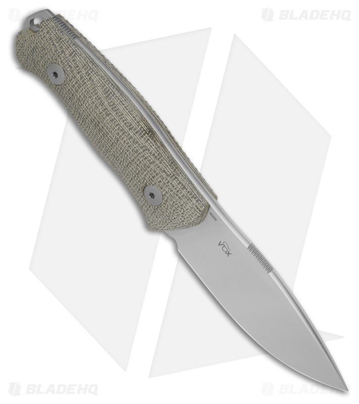 MKM Small Lov Fixed Blade Knife Green Canvas Micarta (3.13" Satin)