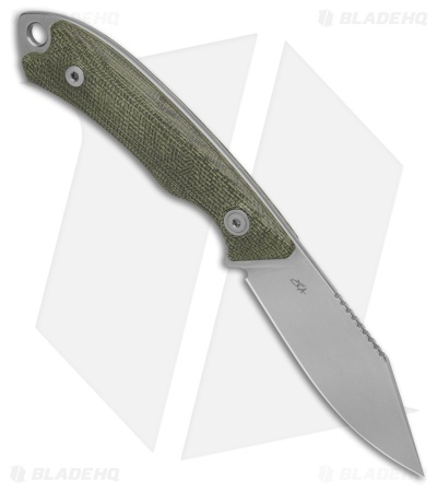MKM Pocket Tango 4 Fixed Blade Knife Green Canvas Micarta (2.91" Satin Elmax)