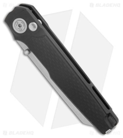 MKM Miura Button Lock Knife Black Aluminum (2.72" Stonewash MagnaCut)  