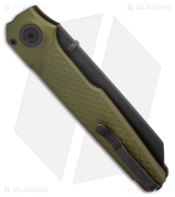 MKM Miura Button Lock Knife Green Aluminum (2.72" Dark Stonewash MagnaCut)
