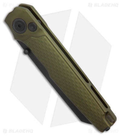 MKM Miura Button Lock Knife Green Aluminum (2.72" Dark Stonewash MagnaCut)