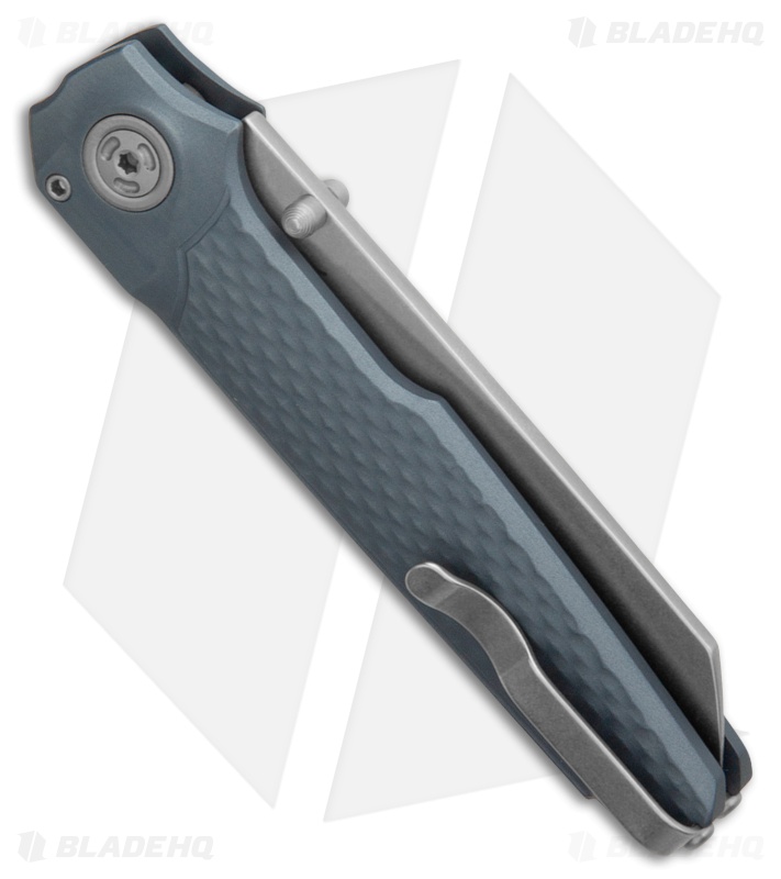 MKM Miura Button Lock Knife Gray Aluminum (2.72" Stonewash MagnaCut)  