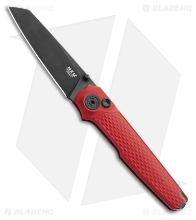 MKM Miura Button Lock Knife Red Aluminum (2.72" Dark Stonewash MagnaCut) 