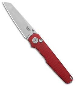 MKM Miura Button Lock Knife Red Aluminum (2.72&quot; Stonewash MagnaCut)   | 199938