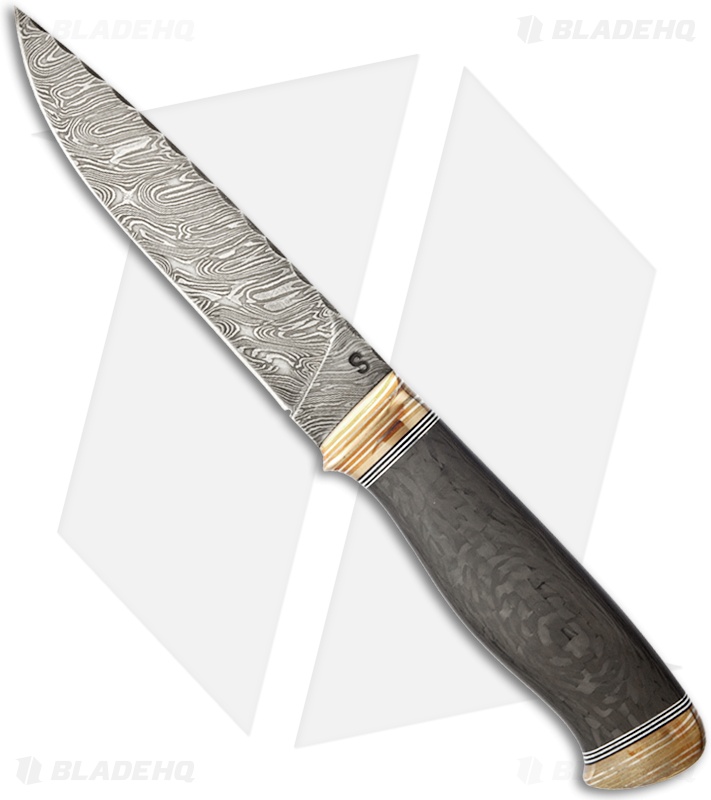Olamic Cutlery Suna Knife Carbon Fiber & Mokume (5.25" Damascus) 0600