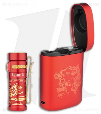 Olight Baton 3 Premium Edition Flashlight Red Dragon and Phoenix (1200 Lumens) 