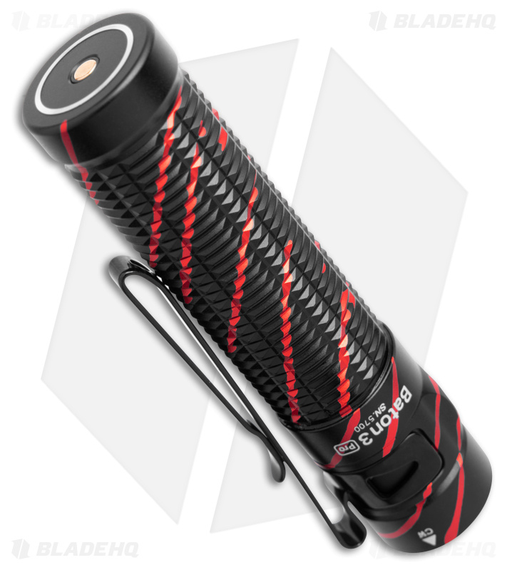 Olight Baton 3 Pro Recharge Flashlight Black/Red- Blade HQ