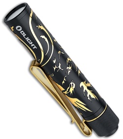 Olight I3T 2 EOS Slim EDC Flashlight Dragon & Phoenix Golden Black (200 Lumens)