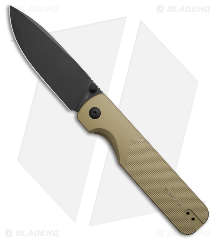 Olight Oknife Duron Frame Lock Knife Olive Green Aluminum (3.5" Black PVD)