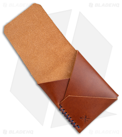 Open Sea Leather Co. Topsider Wallet Chestnut w/ Blue Stitching