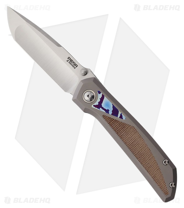 Pena Knives Mula Tanto Frame Lock Knife Ti + Brown Micarta/Mokuti (3.25" Satin)