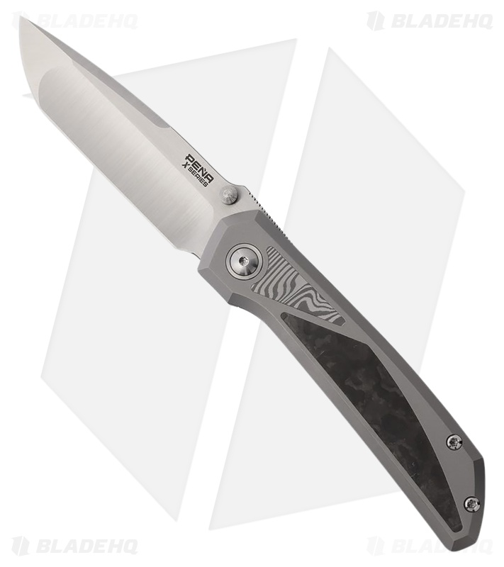 Pena Knives Mula Tanto Frame Lock Knife Ti + Camo FC/Damasteel (3.25" Satin)