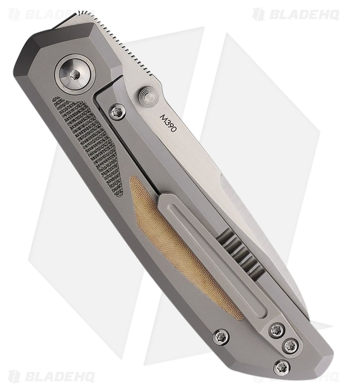 Pena Knives Mula Sheepsfoot Frame Lock Knife Ti/ White/Black Micarta (3.25" Sat)