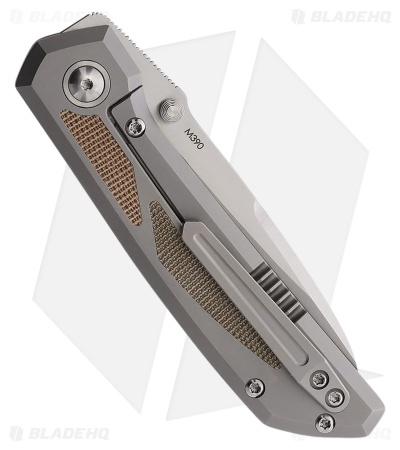Pena Knives Mula Sheepsfoot Frame Lock Knife Ti/Green/Brown Micarta (3.25" Sat)