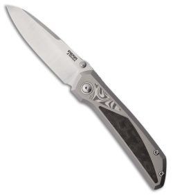 Pena Knives Mula Sheepsfoot Frame Lock Knife Ti/Camo CF/Damasteel (3.25" Sat)