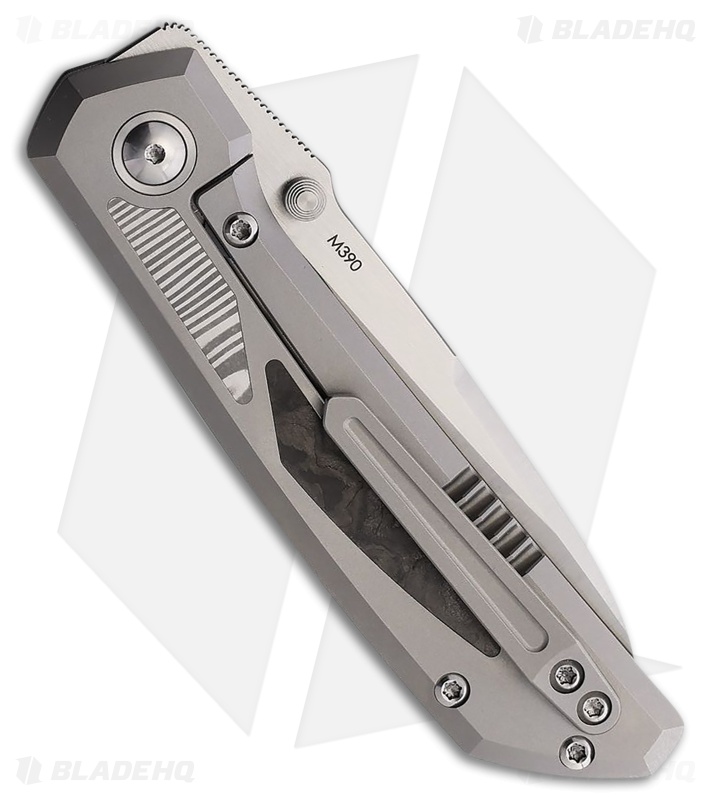 Pena Knives Mula Sheepsfoot Frame Lock Knife Ti/Camo CF/Damasteel (3.25" Sat)