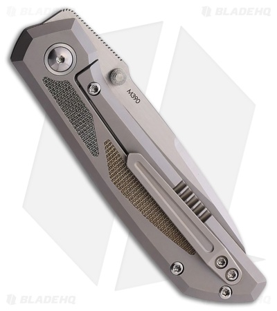 Pena Knives Mula Sheepsfoot Frame Lock Knife Ti /Green/Black Micarta (3.25" Sat)