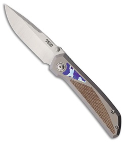 Pena Knives Mula Frame Lock Knife Brown Micarta/Mokuti Inlays (3.25" Satin)