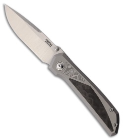 Pena Knives Mula Frame Lock Knife Ti + Camo FC/Damasteel Inlays (3.25" Satin)