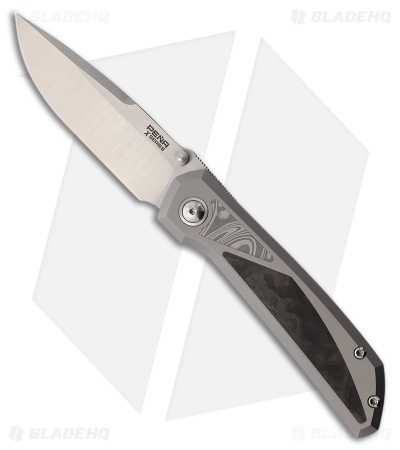 Pena Knives Mula Frame Lock Knife Ti + Camo FC/Damasteel Inlays (3.25" Satin)