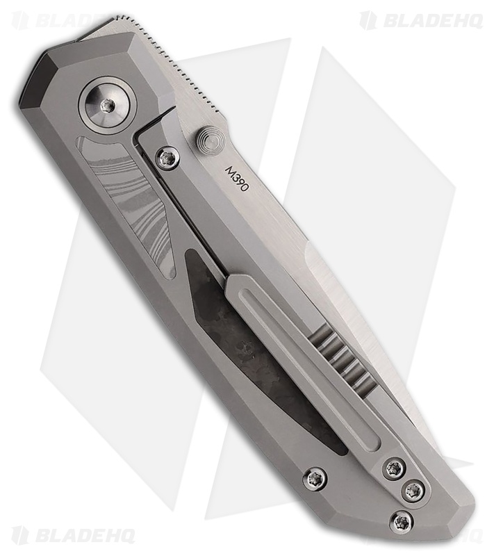 Pena Knives Mula Frame Lock Knife Ti + Camo FC/Damasteel Inlays (3.25" Satin)