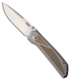 Pena Knives Mula Frame Lock Knife Ti + Green/Brown Micarta Inlays (3.25" Satin)