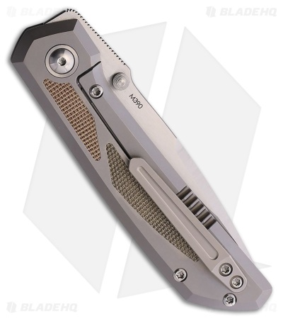 Pena Knives Mula Frame Lock Knife Ti + Green/Brown Micarta Inlays (3.25" Satin)