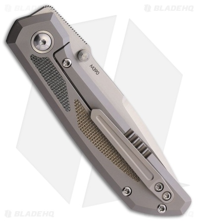 Pena Knives Mula Frame Lock Knife Ti + Green/Black Micarta Inlays (3.25" Satin)