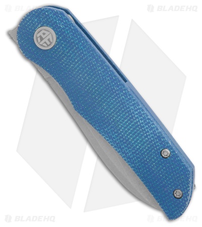 Petrified Fish El Camino Liner Lock Knife Blue Micarta (3.5" SW N690)