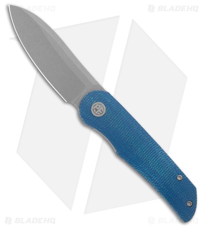 Petrified Fish El Camino Liner Lock Knife Blue Micarta (3.5" SW N690)