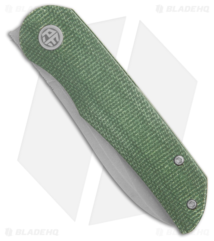Petrified Fish El Camino Liner Lock Knife Green Micarta (3.5" SW N690)