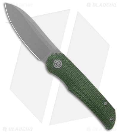 Petrified Fish El Camino Liner Lock Knife Green Micarta (3.5" SW N690)