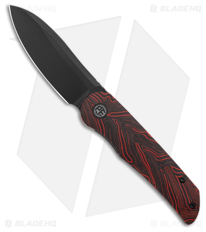 Petrified Fish El Camino Sheepsfoot Liner Lock Knife Black/Red Gmascus (Blk/SW)